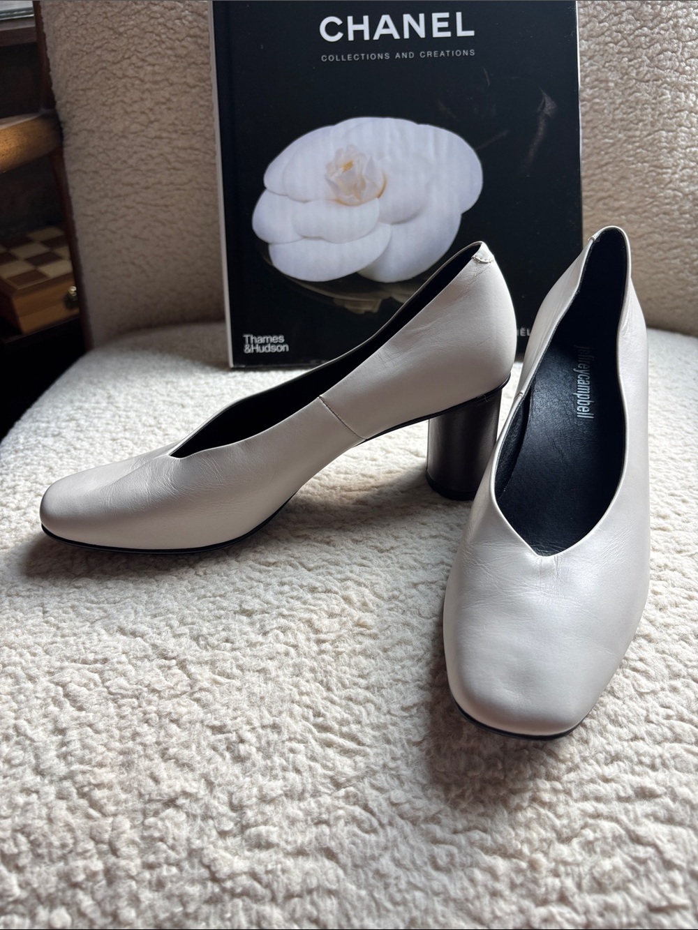 Jefferey Campbell, White Lamb Leather Low Heel Pumps - Picture 6 of 7